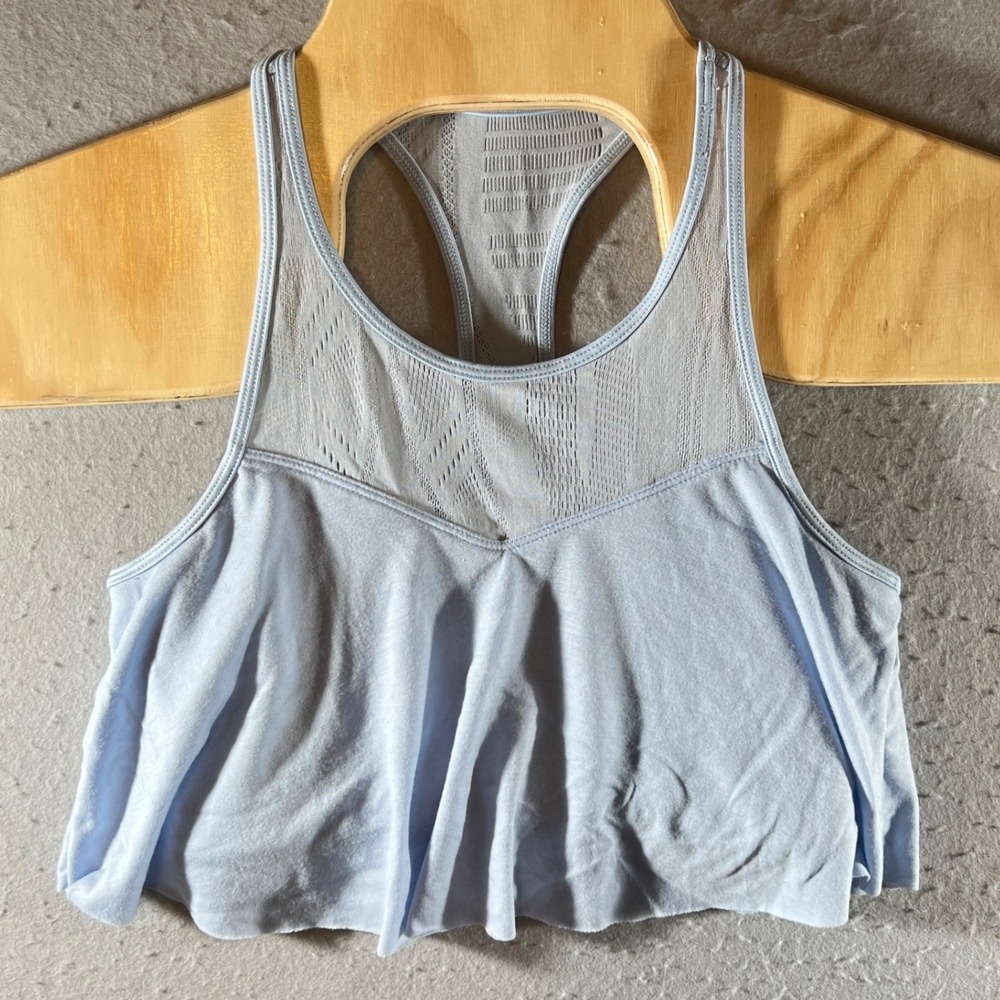 ALO Yoga Light Blue Racerback Tank Cropped Flow Top